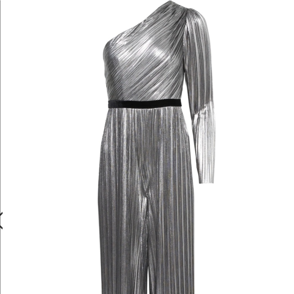 BCBG One Shoulder Metallic Jumpsuit